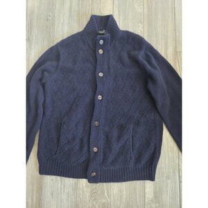 The Mens Store Bloomingdales Blue Grandpa Cardigan Wool/cashmere Blend Suede XL